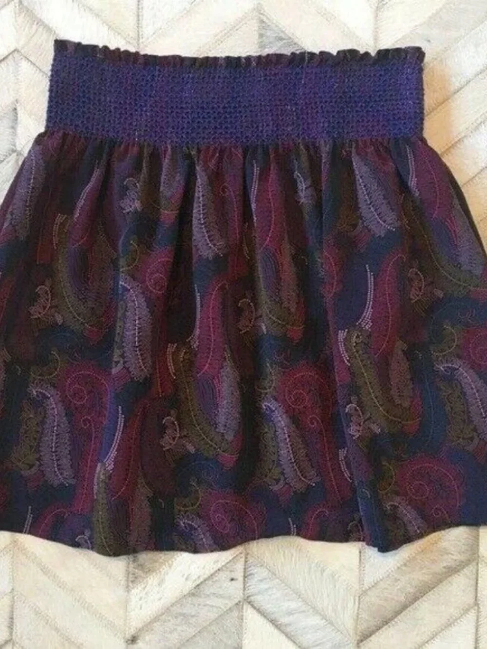 Kimchi Blue Urban Outfitters Purple Paisley Print Elastic Mini Skirt